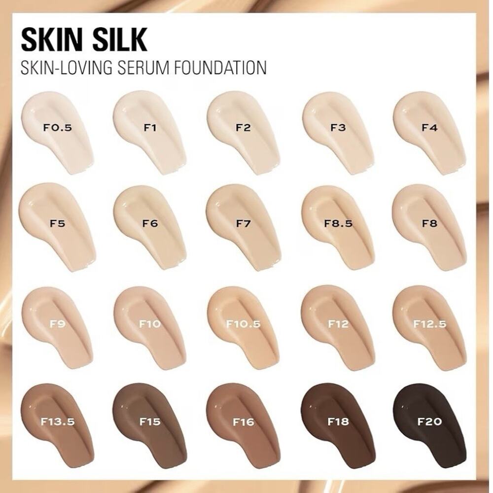 Makeup Revolution Skin Silk Serum Foundation F1 Luminous Hyaluronic Acid Peptide - Picture 2 of 7